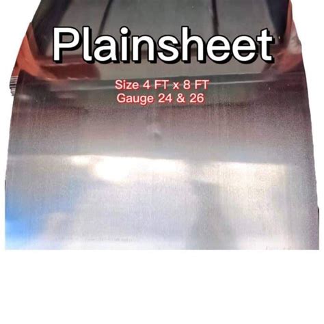 GI. Plain Sheet Liso Gauge 3 ft. or 4 ft. wide x 8  .